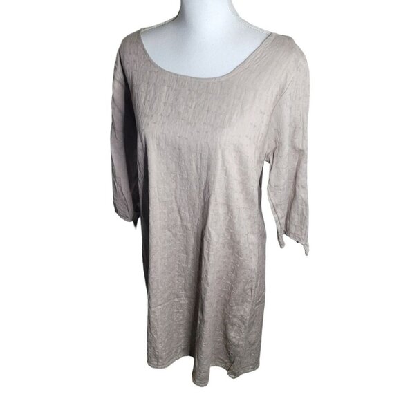 Garnett‎ Hill Dress Tan Midi Womens Size 12 Embossed Tie Sleeves - Picture 11 of 11